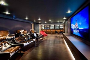 Large Home Theater & Bar Area